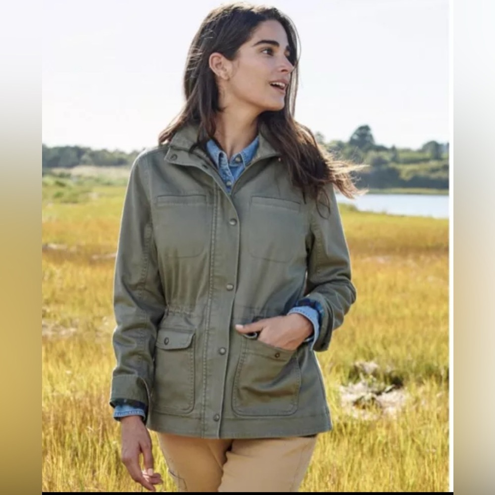 L.L. Bean Classic Utility Jacket Coat Olive Army Green Women's Size Small
